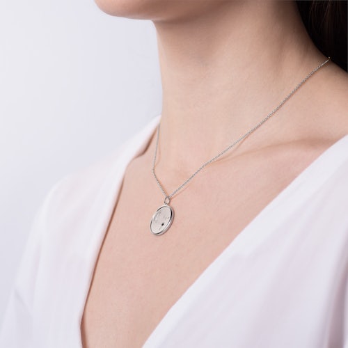 Naszyjnik znak zodiaku bliźnięta Savicki: srebrny, czarny diament